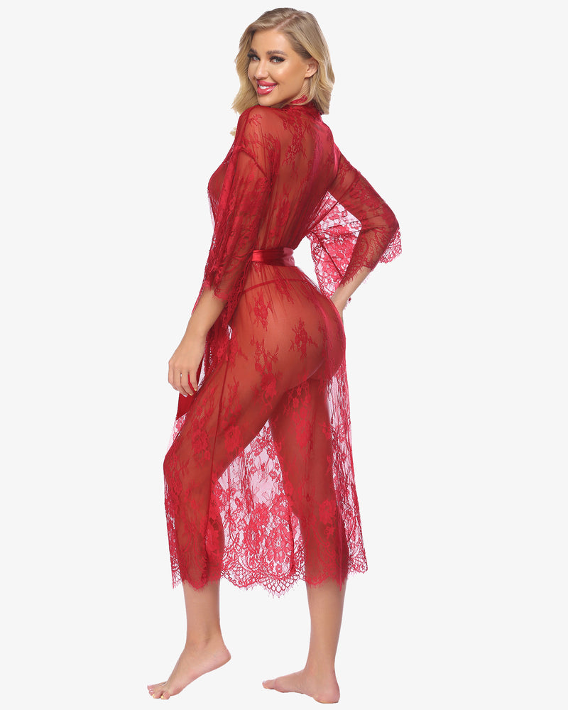 Lace Kimono Robe Sheer Nightdress