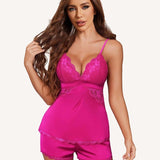 Heart Satin Lace Pajamas Set