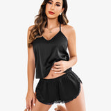 Satin Pajama Set Cami Lace Sleepwear