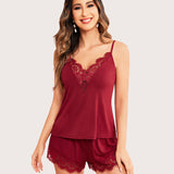 Lace Trim Short Pajama Set