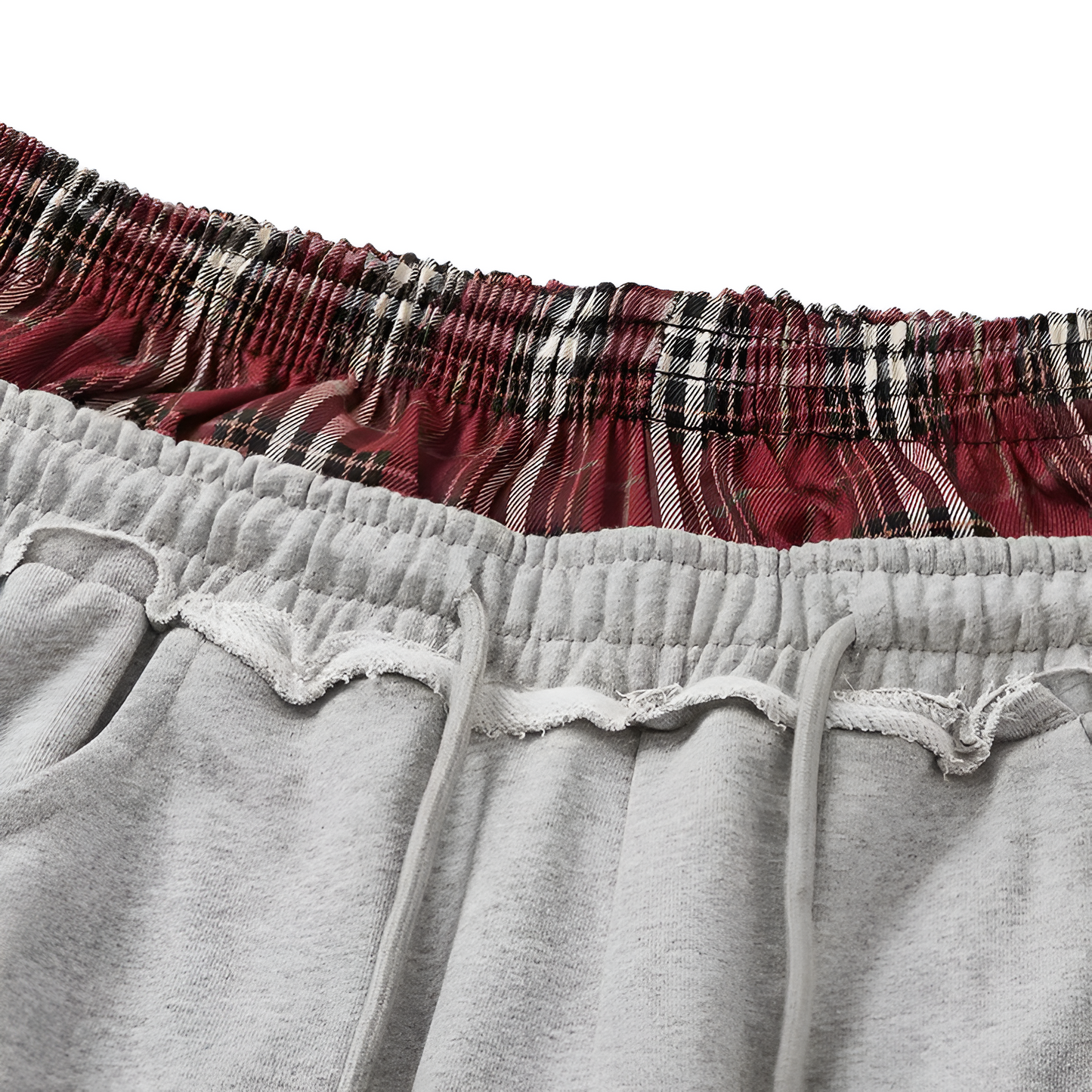 Orelia Double-Waist Plaid Patchwork Pants