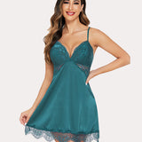 Silk Nightgown Lace Satin Dress