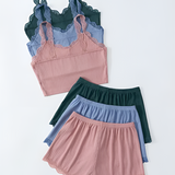 LunaLace – Women's Lace Trim Pajama Set