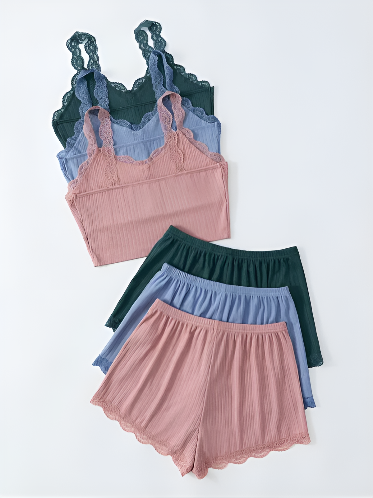 LunaLace – Women's Lace Trim Pajama Set