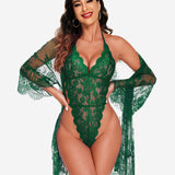 2 Piece Set Lace Robe with Teddy