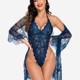 2 Piece Set Lace Robe with Teddy