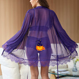 3 Piece Lace Kimono Robe with Bra and Panty