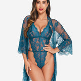 2 Piece Set Lace Robe with Teddy