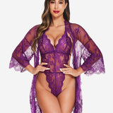 2 Piece Set Lace Robe with Teddy