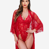 2 Piece Set Lace Robe with Teddy