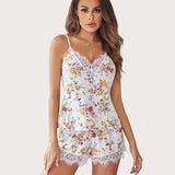 Lace Trim Short Pajama Set