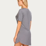 Button Down Short Sleeve V Neck Night Shirt