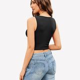 Plunge Crop Tops V Neck Ribbed Tank Top