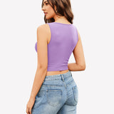 Plunge Crop Tops V Neck Ribbed Tank Top