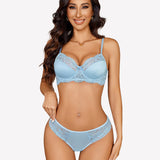 Floral Lace Underwire Bra and Pany Set