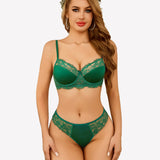 Floral Lace Underwire Bra and Pany Set