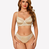 Floral Lace Underwire Bra and Pany Set