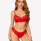 Floral Lace Underwire Bra and Pany Set