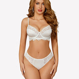 Floral Lace Underwire Bra and Pany Set