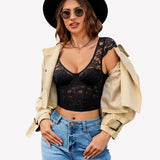 Floral Lace Bustier Cap Sleeve Crop Top