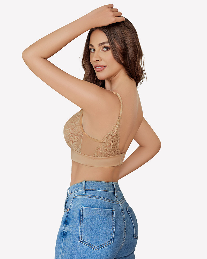 Wireless Bralette Mesh V Neck Bra