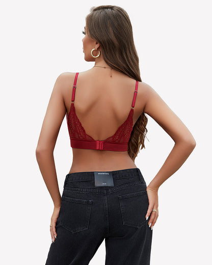 Wireless Bralette Mesh V Neck Bra