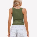 Square Neck Racerback Ribbed Tops