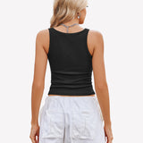 Square Neck Racerback Ribbed Tops