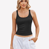 Square Neck Racerback Ribbed Tops
