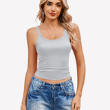 Square Neck Racerback Ribbed Tops