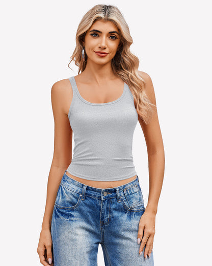 Square Neck Racerback Ribbed Tops