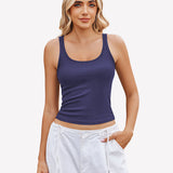Square Neck Racerback Ribbed Tops