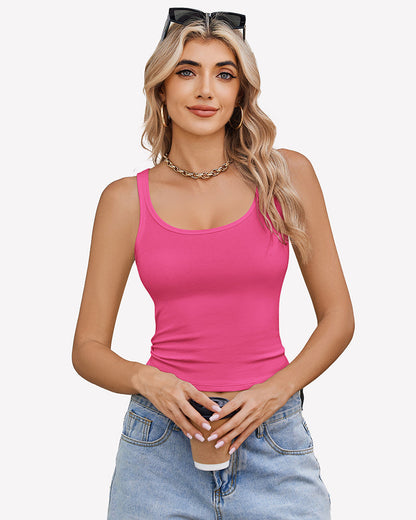 Square Neck Racerback Ribbed Tops