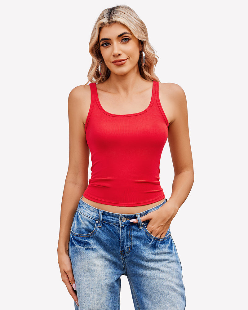 Square Neck Racerback Ribbed Tops