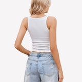 Square Neck Racerback Ribbed Tops
