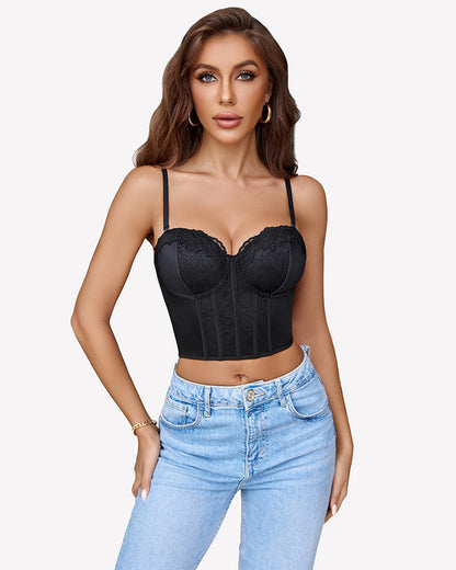 Bustier Tops V Neck Lace Bralettes Corset