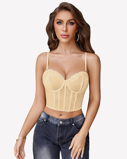 Bustier Tops V Neck Lace Bralettes Corset