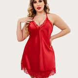 Leopard Satin Lace Full Slips Sleepwear