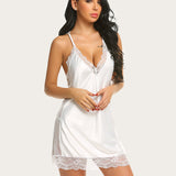Leopard Satin Lace Full Slips Sleepwear