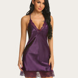 Leopard Satin Lace Full Slips Sleepwear