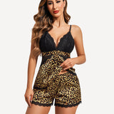 Heart Satin Lace Pajamas Set