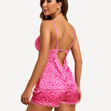 Heart Satin Lace Pajamas Set