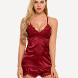 Heart Satin Lace Pajamas Set