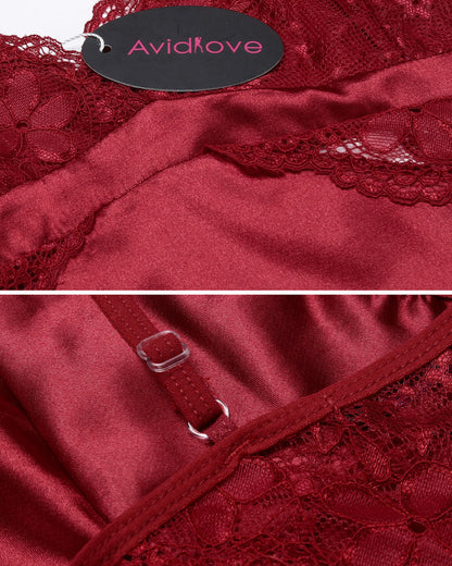 Heart Satin Lace Pajamas Set