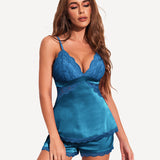 Heart Satin Lace Pajamas Set
