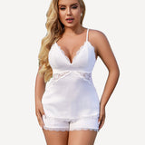 Heart Satin Lace Pajamas Set