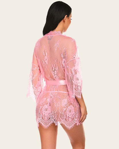 Lace Mesh Kimono Robe