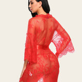 Lace Mesh Kimono Robe