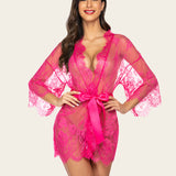 Lace Mesh Kimono Robe