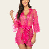 Lace Mesh Kimono Robe